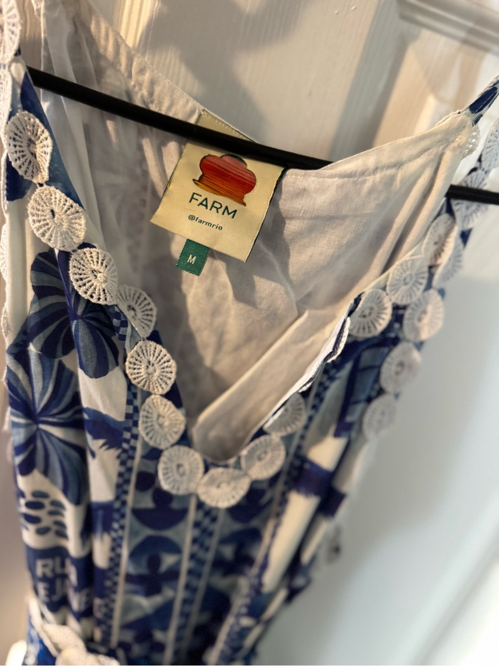 SOLD OUT FARM Rio Blue & White Floral Tiered Maxi Dress with Tie Waist - Picture 6 of 6